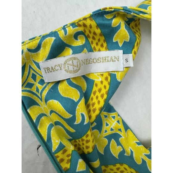 Cottagecore Tracy Negoshian Dress Twee Print Cotton Yellow Blue Floral Small - Picture 7 of 8